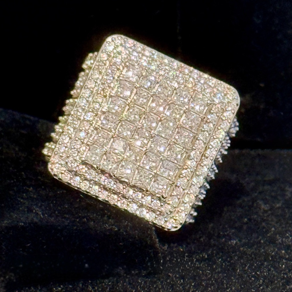 3.9 Carat ICED OUT CZ Pave WHITE Gold Rhodium Plated 925 Sterling Silver - Picture 5 of 10